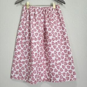 Handmade Skirt Womens XS S Heart Bow Print White Red Valentines Spring Summer